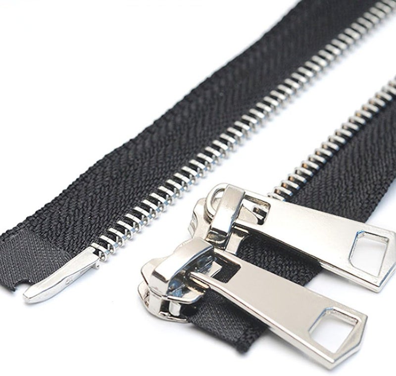 YaHoGa #5 26 Inch 65cm Two Way Separating Jacket Zipper Silver Metal Zippers for Jackets Coats Sewing Crafts (26" TW Silver) - Image 1